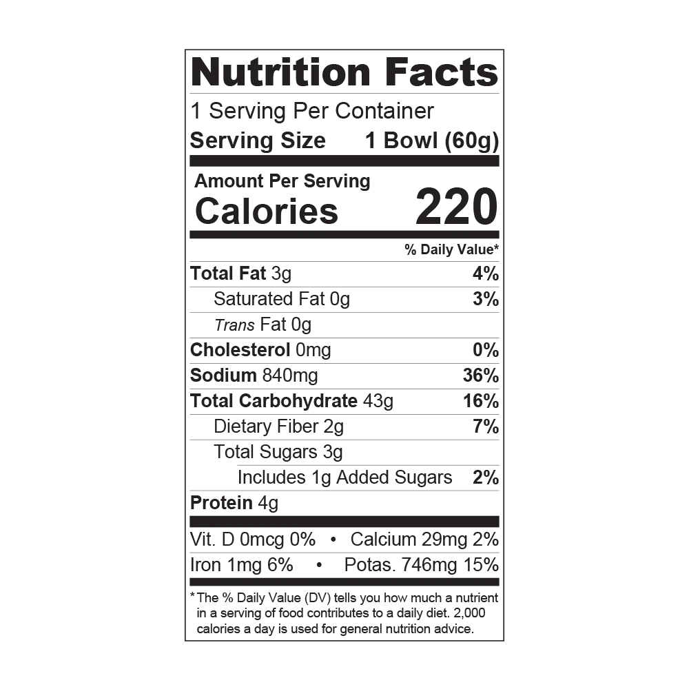 Large beef pho nutrition facts