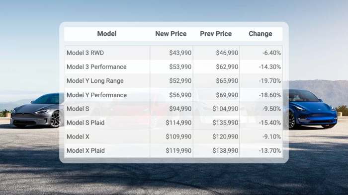 What is the price of a new tesla car